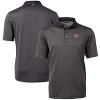 Men's Cutter & Buck  Black UMass Minutemen Virtue Eco Pique Micro Stripe Recycled Polo