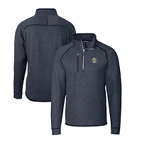 Men's Cutter & Buck Heather Navy North Carolina Tar Heels Big & Tall Mainsail Sweater-Knit Half-Zip Jacket