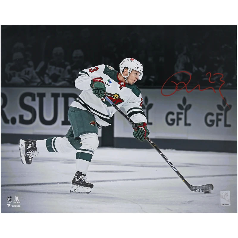 Marco Rossi Minnesota Wild Autographed 16" x 20" White Jersey Shooting Spotlight Photograph