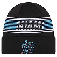 Men's New Era  Black Miami Marlins Authentic Collection Cuffed Knit Hat