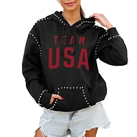 Women's Gameday Couture Black Team USA Champion Spirit Studded Pullover Hoodie