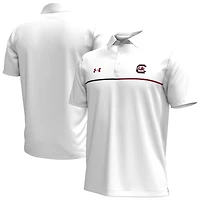 Men's Under Armour White South Carolina Gamecocks Playoff Chest Stripe Performance Polo