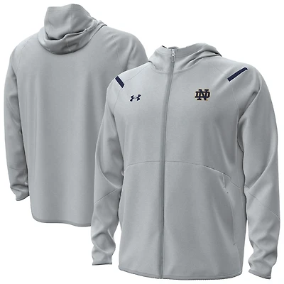 Men's Under Armour Gray Notre Dame Fighting Irish Unstoppable Performance Fleece Hoodie Half-Zip Jacket