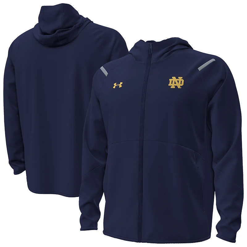 Men's Under Armour Navy Notre Dame Fighting Irish Unstoppable Performance Fleece Hoodie Half-Zip Jacket