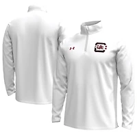 Men's Under Armour  White South Carolina Gamecocks Throwback Quarter-Zip Pullover Top