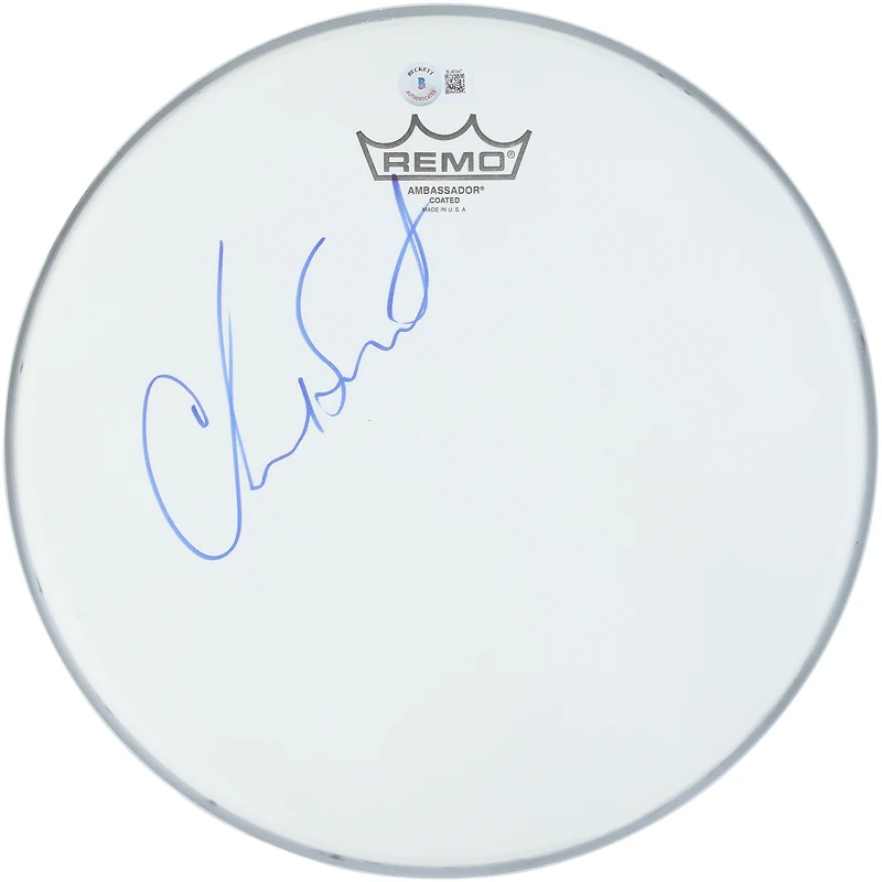 Chad Smith Red Hot Chili Peppers Autographed Small Drumhead - Signed in Blue Ink - BAS