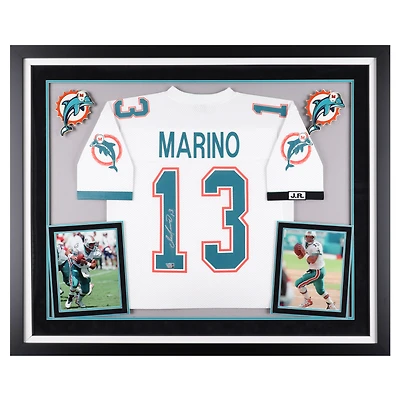 Dan Marino Miami Dolphins Autographed Deluxe Framed Mitchell & Ness White Authentic Jersey