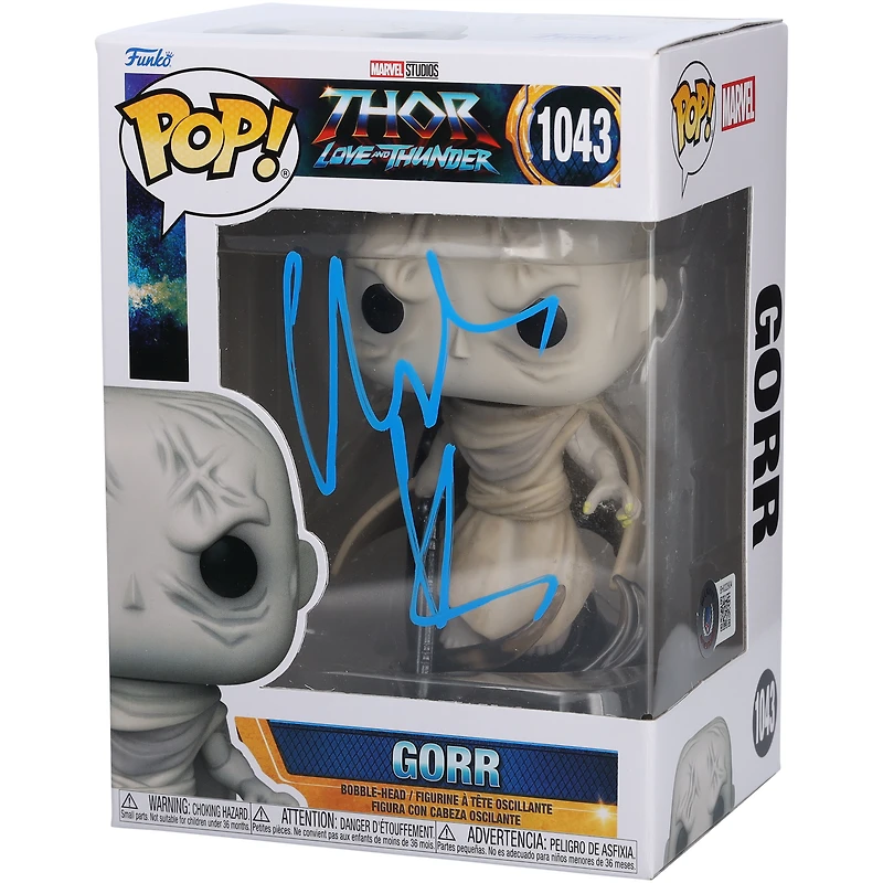 Christian Bale Thor: Love and Thunder Autographed Gorr #1043 Funko Pop! Vinyl Figure - Signed in Blue Paint - BAS