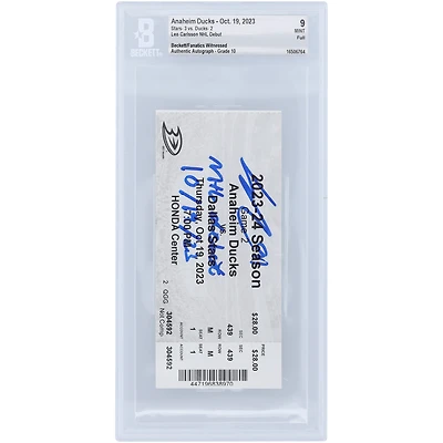 Leo Carlsson Anaheim Ducks Autographed NHL Debut Ticket with "NHL Debut 10/19/23" Inscription