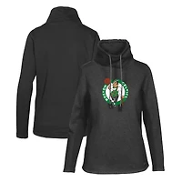 Women's Levelwear Black Boston Celtics Loop Core Funnel Neck Pullover Sweatshirt