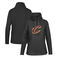 Women's Levelwear Black Cleveland Cavaliers Loop Core Funnel Neck Pullover Sweatshirt
