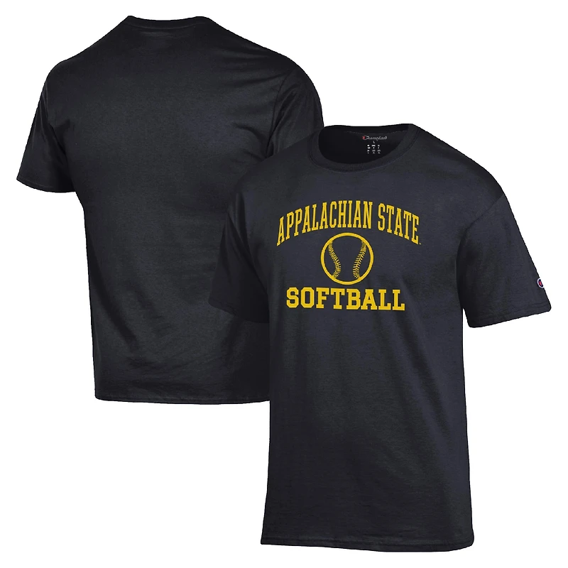 Men's Champion  Black Appalachian State Mountaineers Icon Softball Powerblend T-Shirt