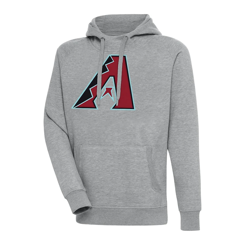 Men's Antigua Heather Gray Arizona Diamondbacks Victory Pullover Hoodie