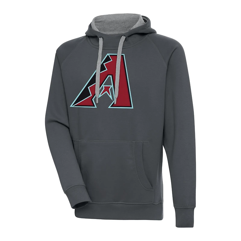 Men's Antigua Charcoal Arizona Diamondbacks Victory Pullover Hoodie