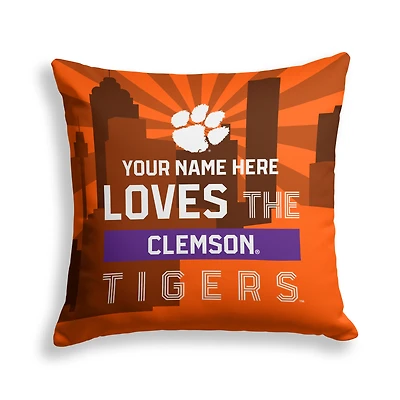 Pegasus Clemson Tigers 18" x 18" City Skyline Personalized Decor Pillow