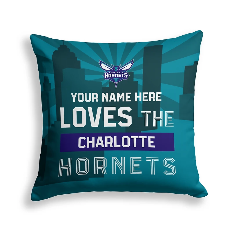 Pegasus Charlotte Hornets 18" x 18" City Skyline Personalized Decor Pillow