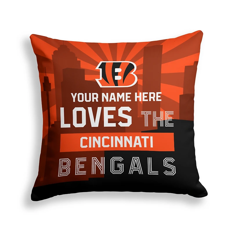 Pegasus Cincinnati Bengals 18" x 18" City Skyline Personalized Decor Pillow