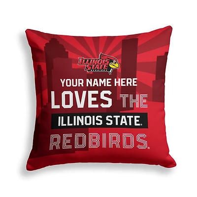 Pegasus Illinois State Redbirds 18" x 18" City Skyline Personalized Decor Pillow
