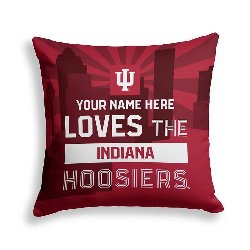 Pegasus Indiana Hoosiers 18" x 18" City Skyline Personalized Decor Pillow