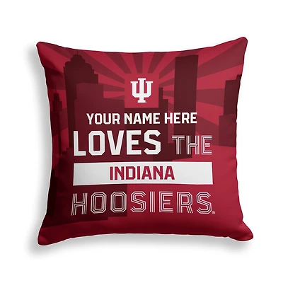 Pegasus Indiana Hoosiers 18" x 18" City Skyline Personalized Decor Pillow