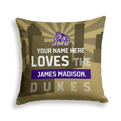 Pegasus James Madison Dukes 18" x 18" City Skyline Personalized Decor Pillow