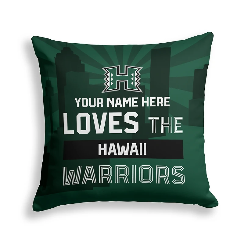 Pegasus Hawaii Rainbow Warriors 18" x 18" City Skyline Personalized Decor Pillow