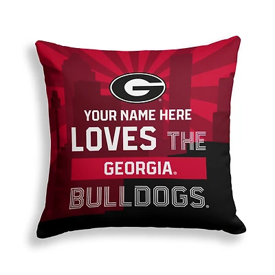 Pegasus Georgia Bulldogs 18" x 18" City Skyline Personalized Decor Pillow