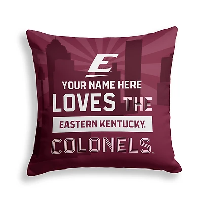 Pegasus Eastern Kentucky Colonels 18" x 18" City Skyline Personalized Decor Pillow