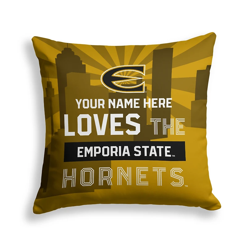 Pegasus Emporia State Hornets 18" x 18" City Skyline Personalized Decor Pillow