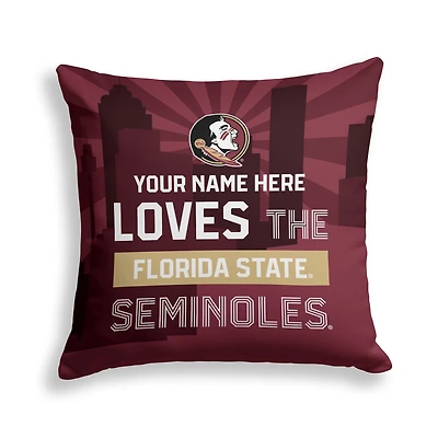 Pegasus Florida State Seminoles 18" x 18" City Skyline Personalized Decor Pillow