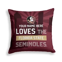 Pegasus Florida State Seminoles 18" x 18" City Skyline Personalized Decor Pillow