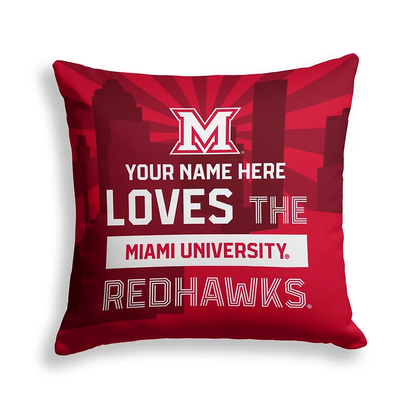 Pegasus Miami University RedHawks 18" x 18" City Skyline Personalized Decor Pillow
