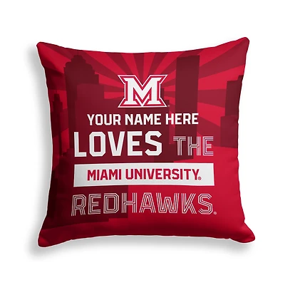Pegasus Miami University RedHawks 18" x 18" City Skyline Personalized Decor Pillow