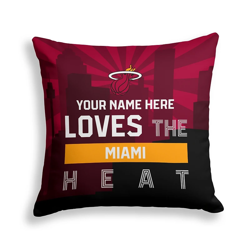 Pegasus Miami Heat 18" x 18" City Skyline Personalized Decor Pillow
