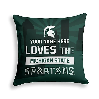 Pegasus Michigan State Spartans 18" x 18" City Skyline Personalized Decor Pillow