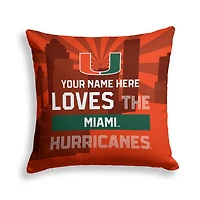 Pegasus Miami Hurricanes 18" x 18" City Skyline Personalized Decor Pillow