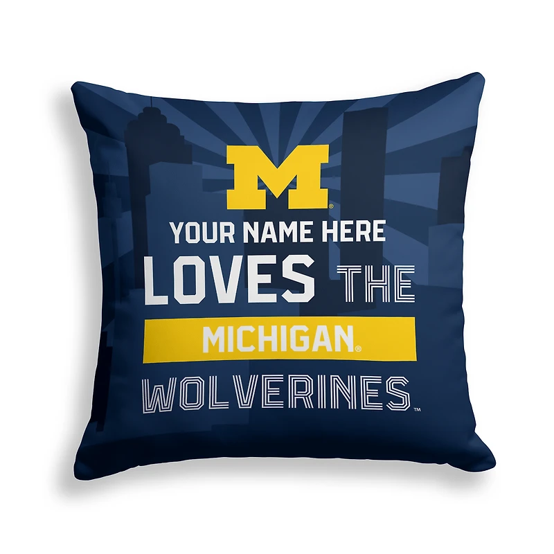 Pegasus Michigan Wolverines 18" x 18" City Skyline Personalized Decor Pillow