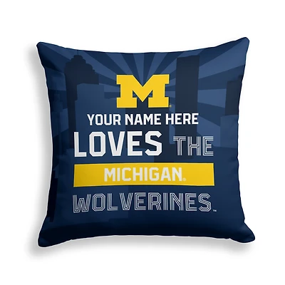 Pegasus Michigan Wolverines 18" x 18" City Skyline Personalized Decor Pillow