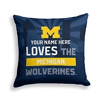 Pegasus Michigan Wolverines 18" x 18" City Skyline Personalized Decor Pillow