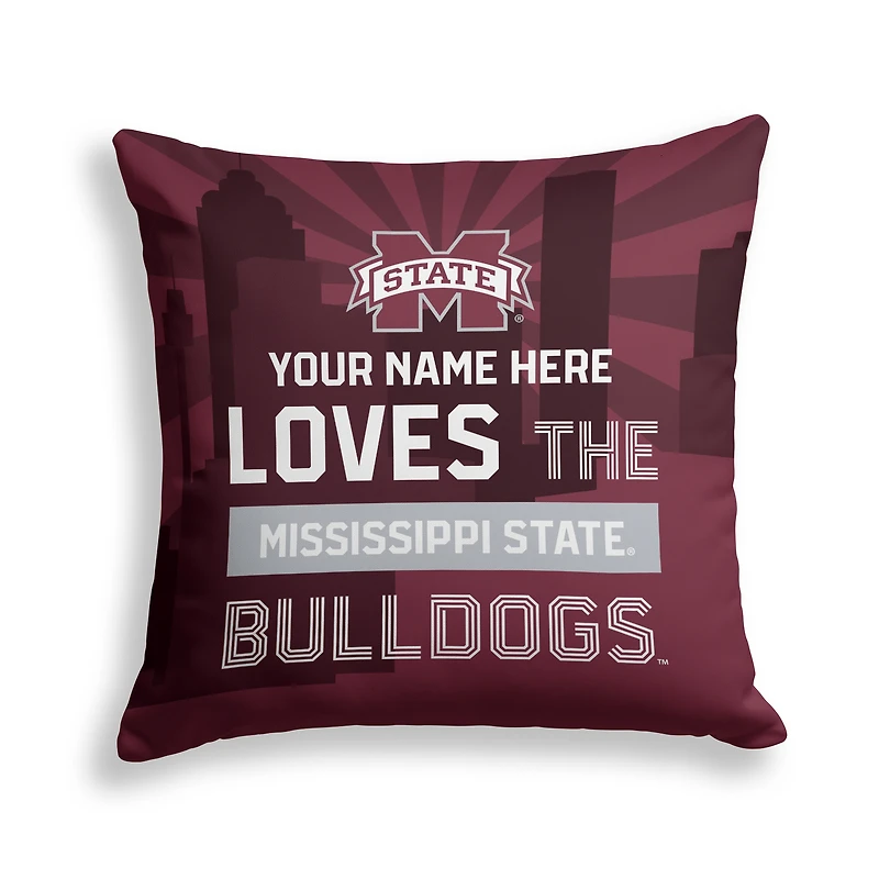 Pegasus Mississippi State Bulldogs 18" x 18" City Skyline Personalized Decor Pillow