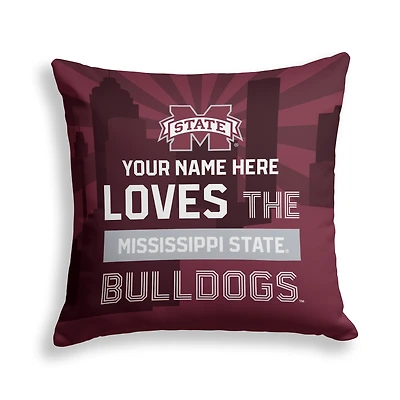 Pegasus Mississippi State Bulldogs 18" x 18" City Skyline Personalized Decor Pillow