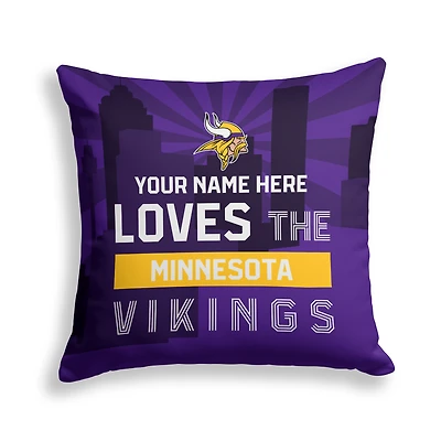 Pegasus Minnesota Vikings 18" x 18" City Skyline Personalized Decor Pillow