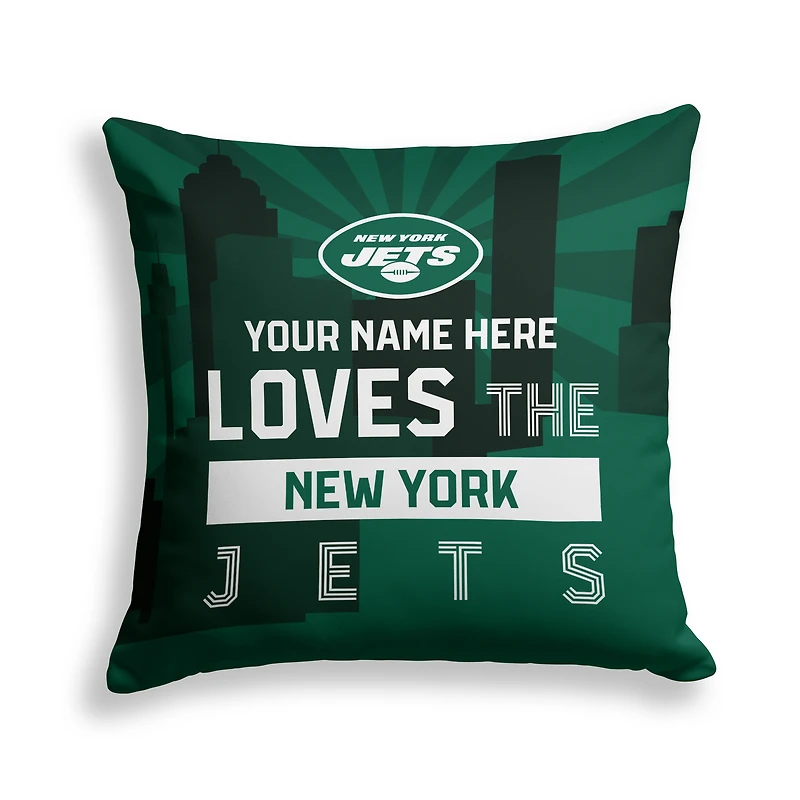 Pegasus New York Jets 18" x 18" City Skyline Personalized Decor Pillow