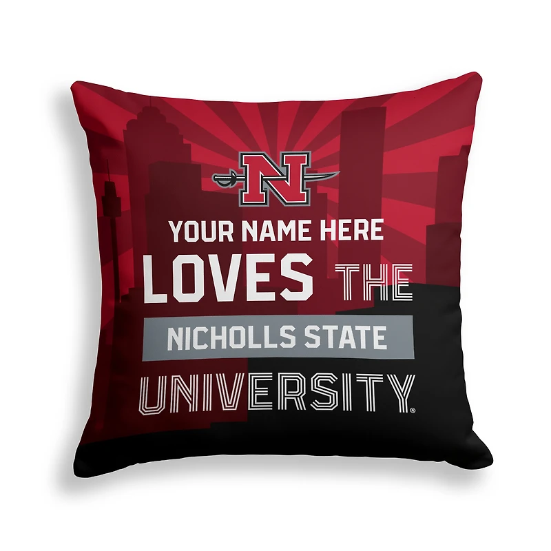 Pegasus Nicholls State Colonels 18" x 18" City Skyline Personalized Decor Pillow