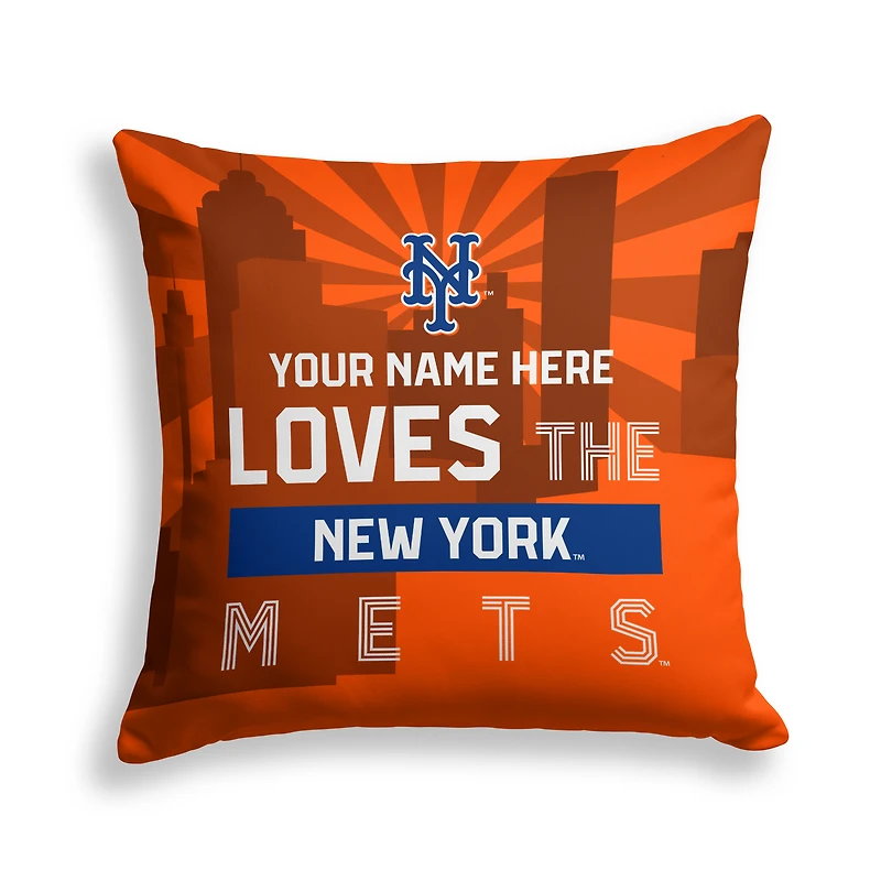 Pegasus New York Mets 18" x 18" City Skyline Personalized Decor Pillow