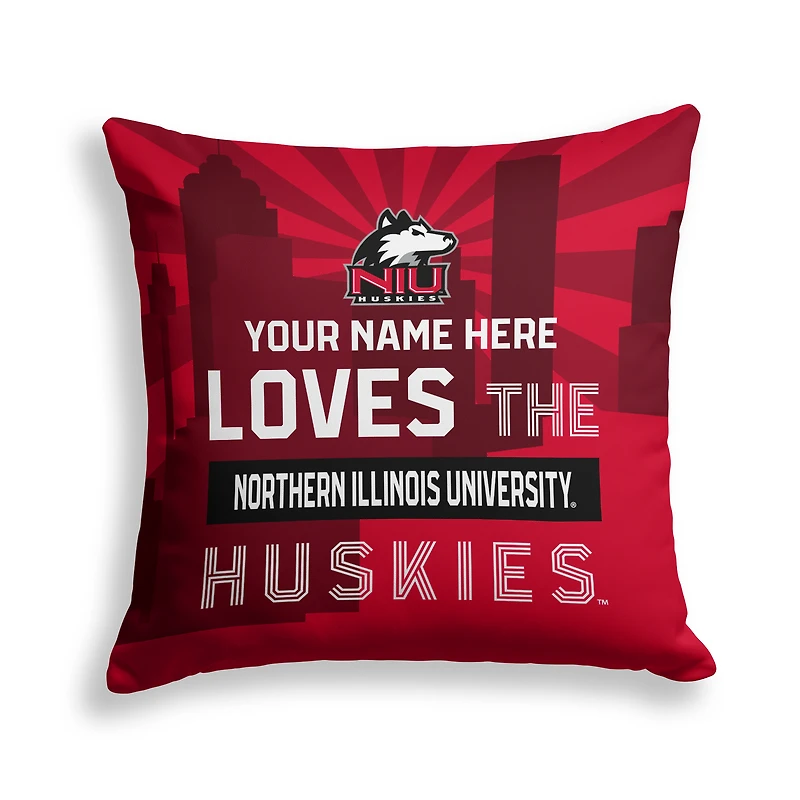 Pegasus Northern Illinois Huskies 18" x 18" City Skyline Personalized Decor Pillow
