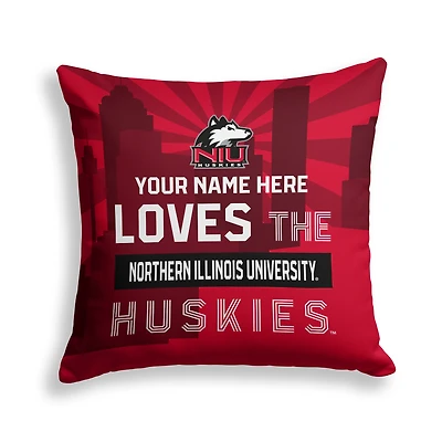 Pegasus Northern Illinois Huskies 18" x 18" City Skyline Personalized Decor Pillow