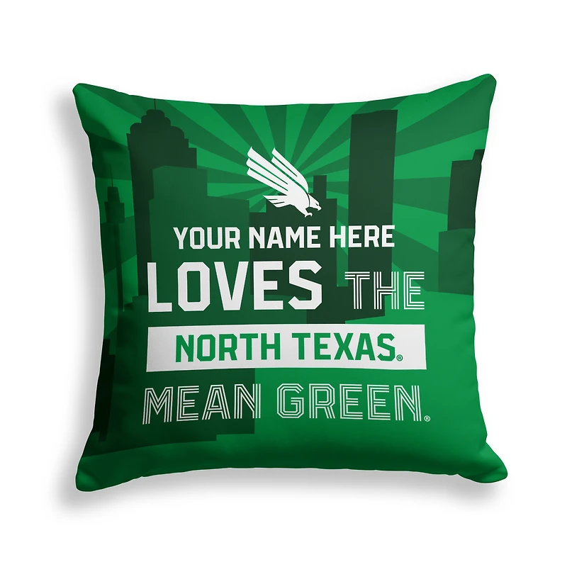 Pegasus North Texas Mean Green 18" x 18" City Skyline Personalized Decor Pillow
