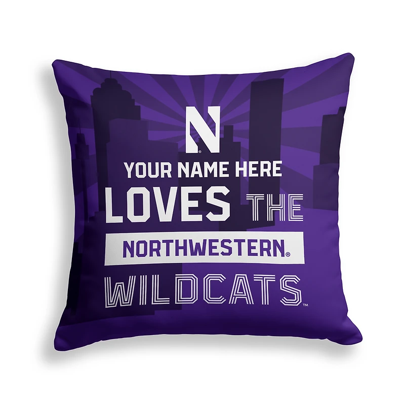 Pegasus Northwestern Wildcats 18" x 18" City Skyline Personalized Decor Pillow