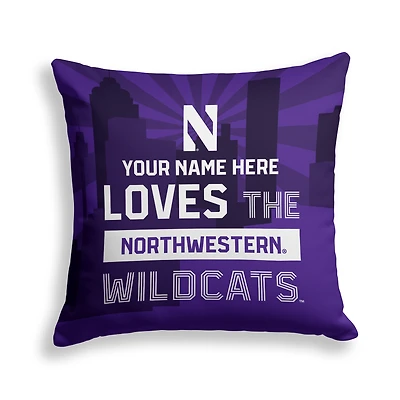Pegasus Northwestern Wildcats 18" x 18" City Skyline Personalized Decor Pillow